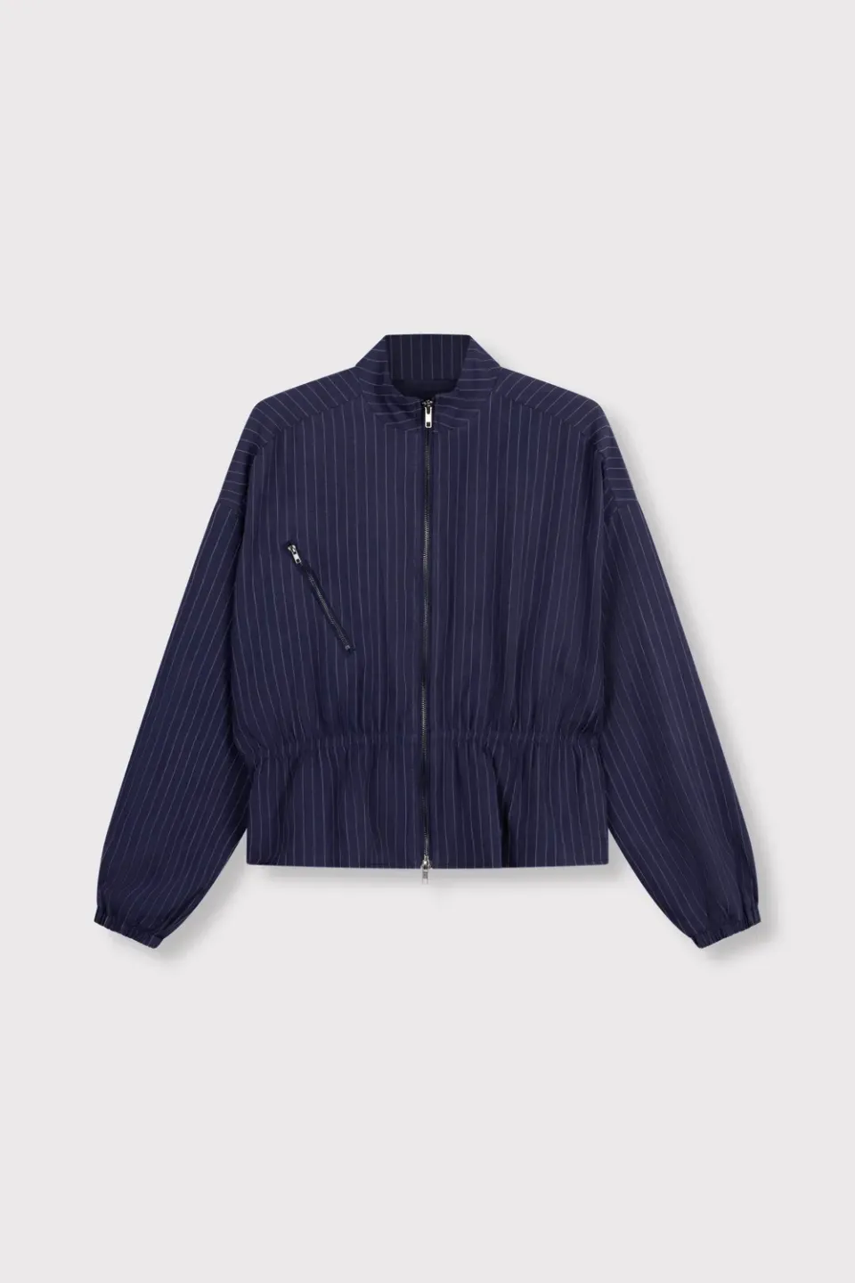 Amiek Elysia Balloon Sleeve Top navy krijtstreep