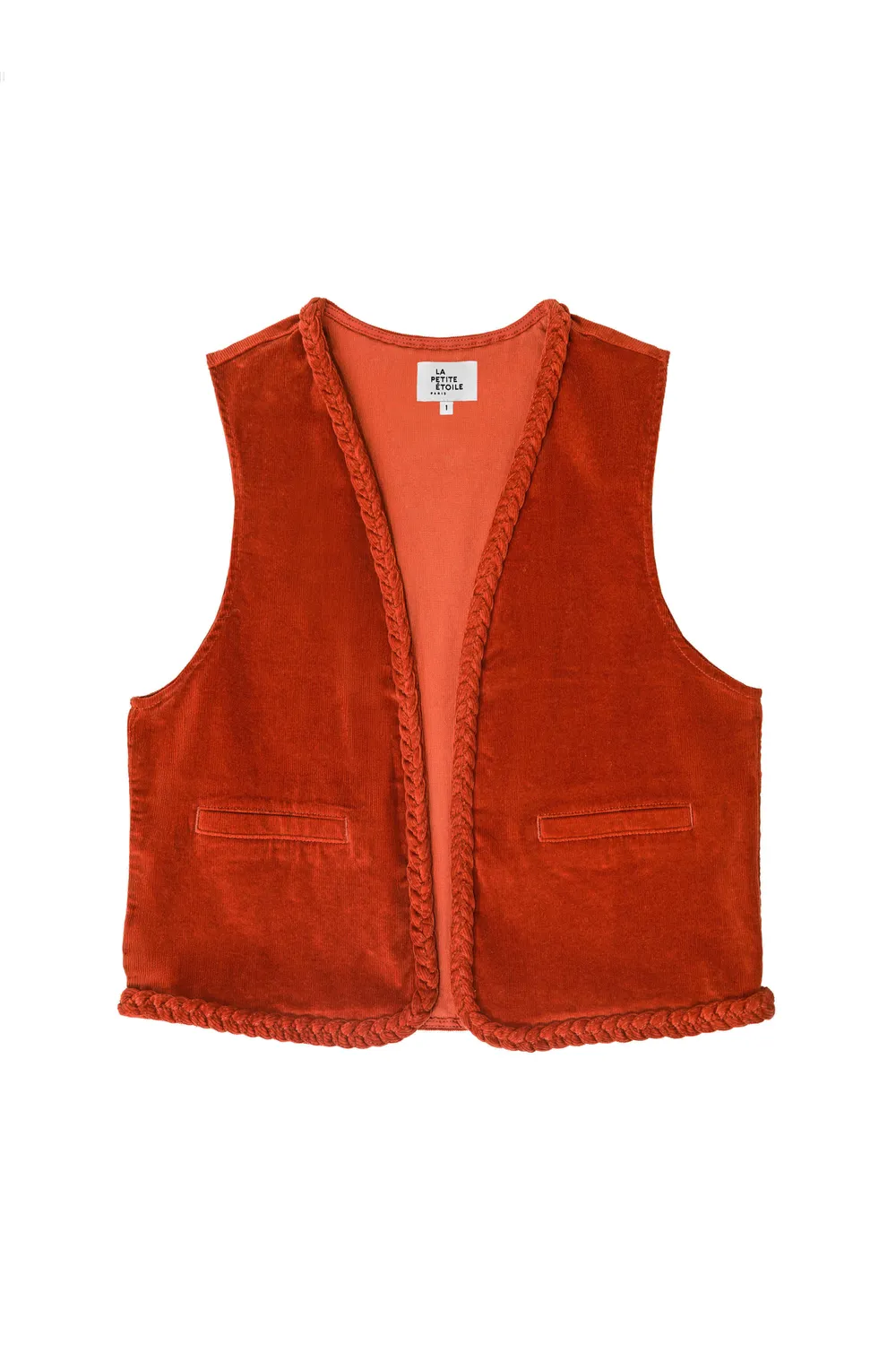 La Petite Etoile Vann gilet brique ribfluweel