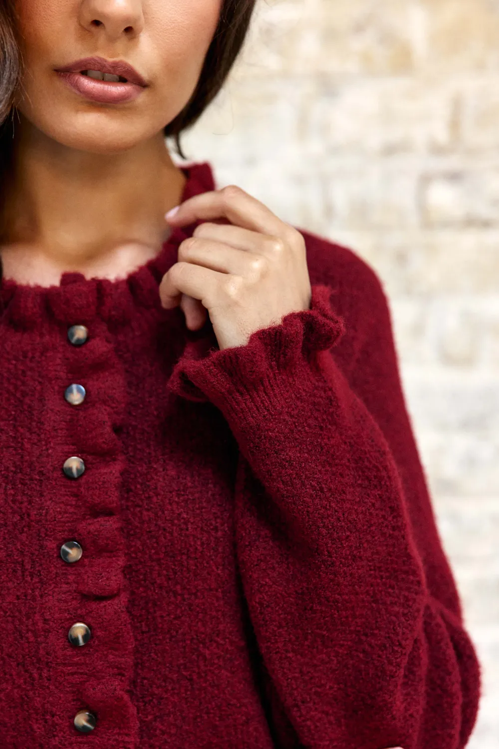 La Petite Etoile Mudya gilet brique honingraat met volant