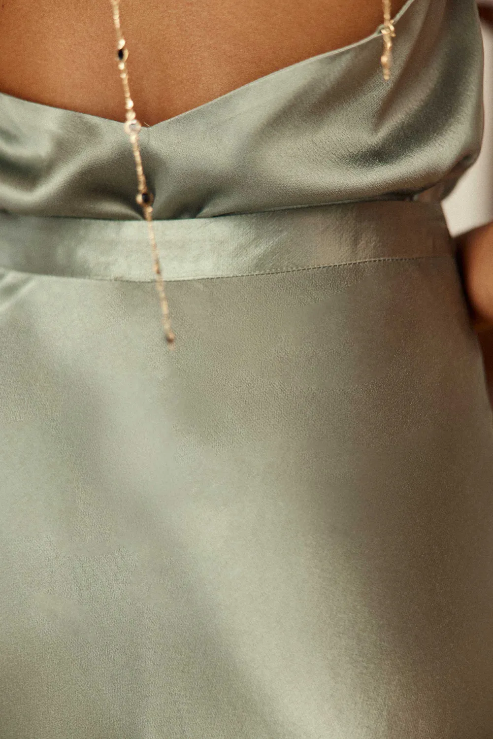 La Petite Etoile Jilly midi rok amandelgroen satijn