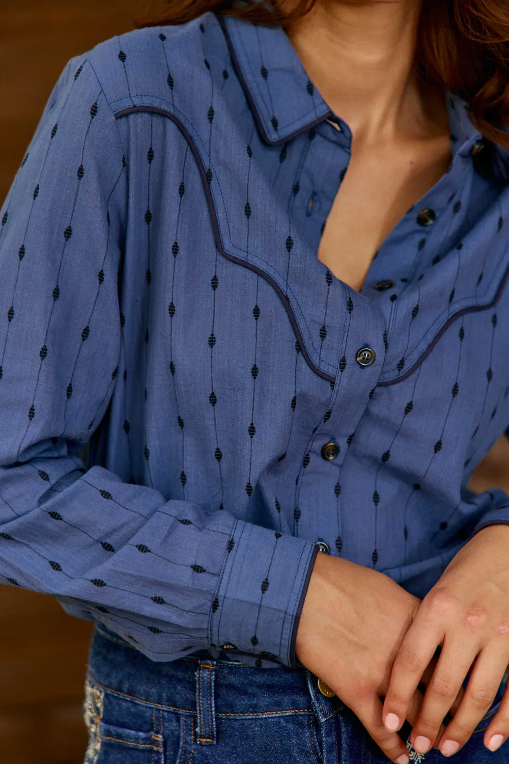 La Petite Etoile Carlian streep blouse marine polo