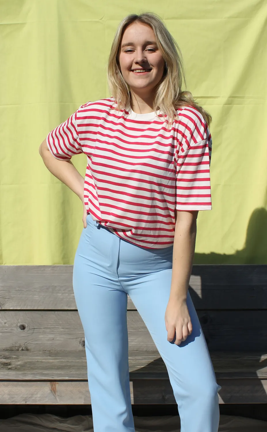 LOVEDRUNKY Gestreept t-shirt roze oversized