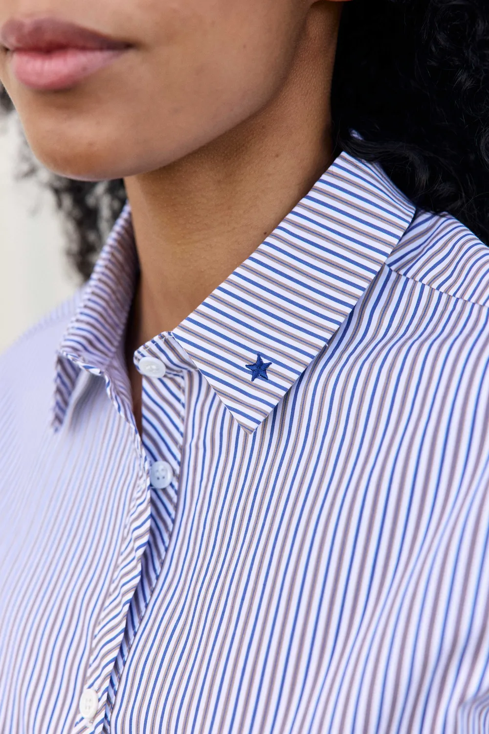 La Petite Etoile Cyra boxy blouse ecru-blauw streep