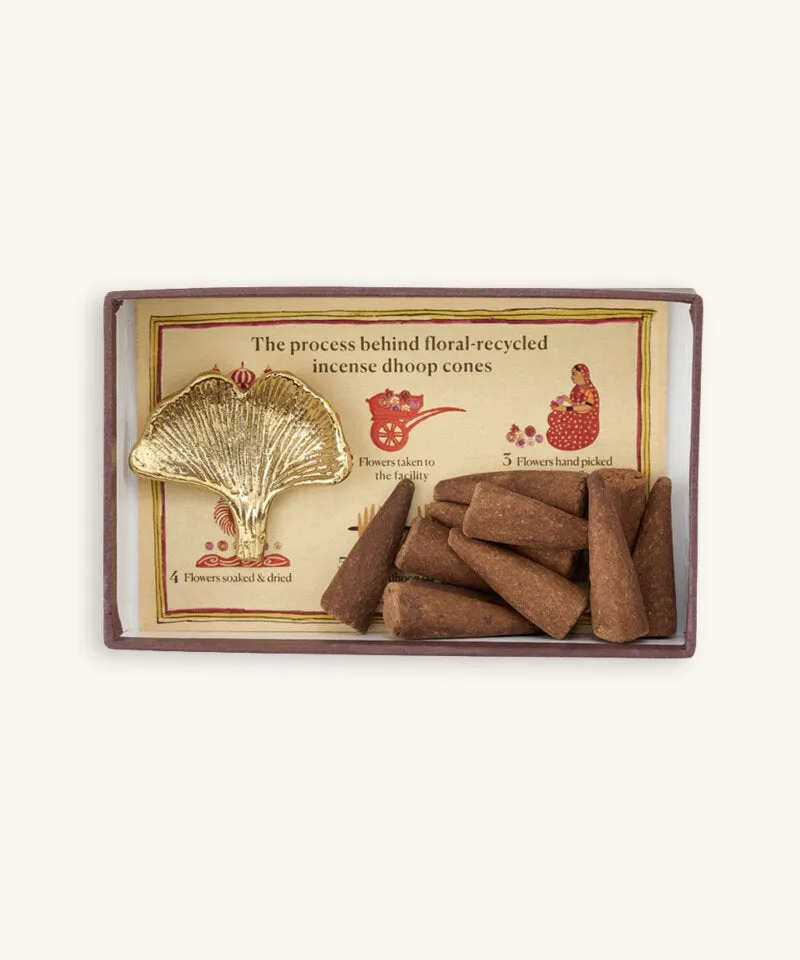 Amiek Amber wierookkegeltjes geschenkset messing