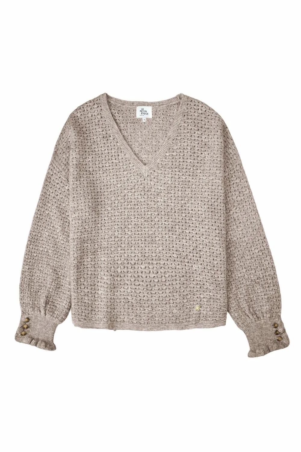 La Petite Etoile Mandine trui beige ajour wijd