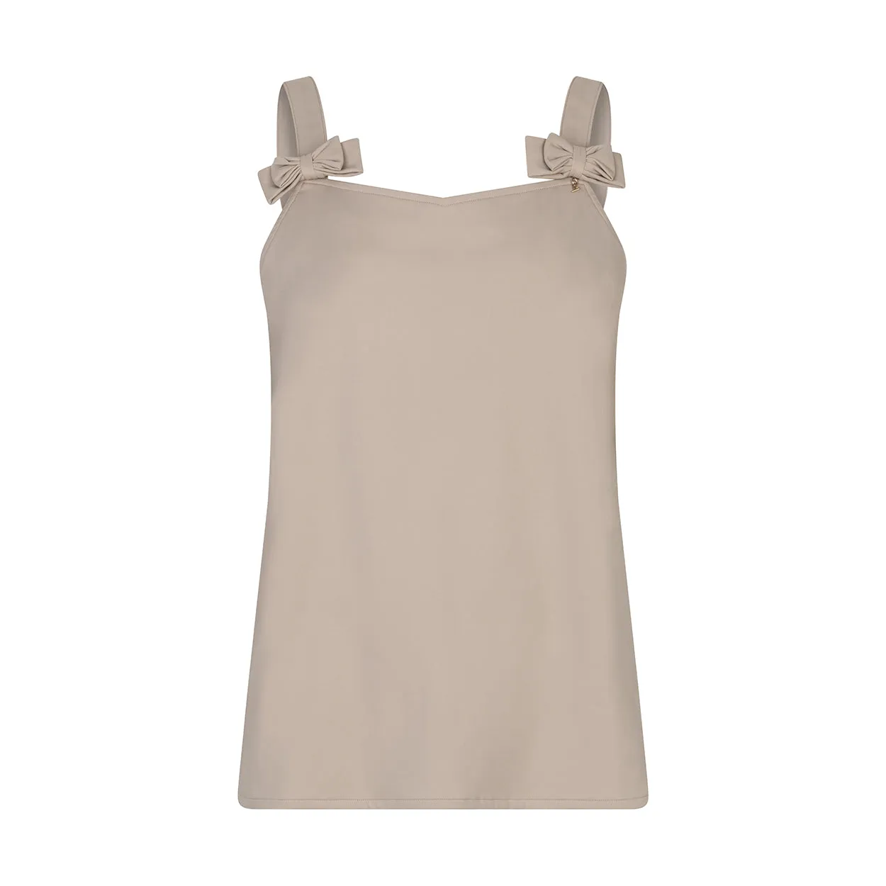 Laboutiek Amie Top taupe v-hals strikbandjes