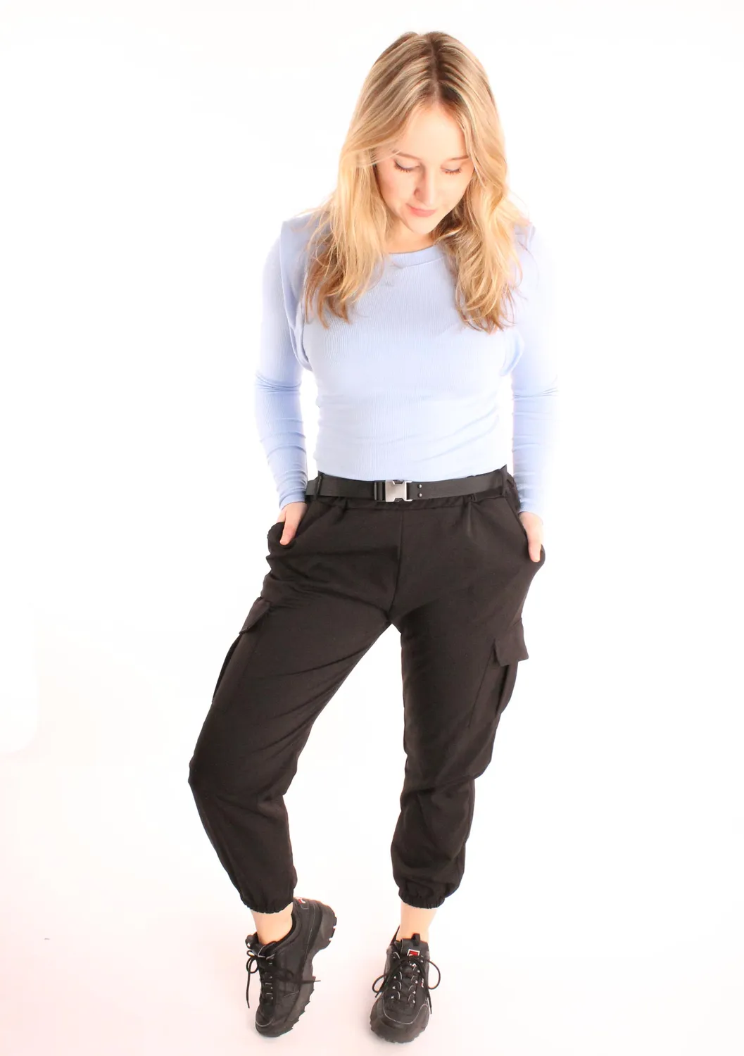 LOVEDRUNKY Cargo broek zwart one size baggy XS-M