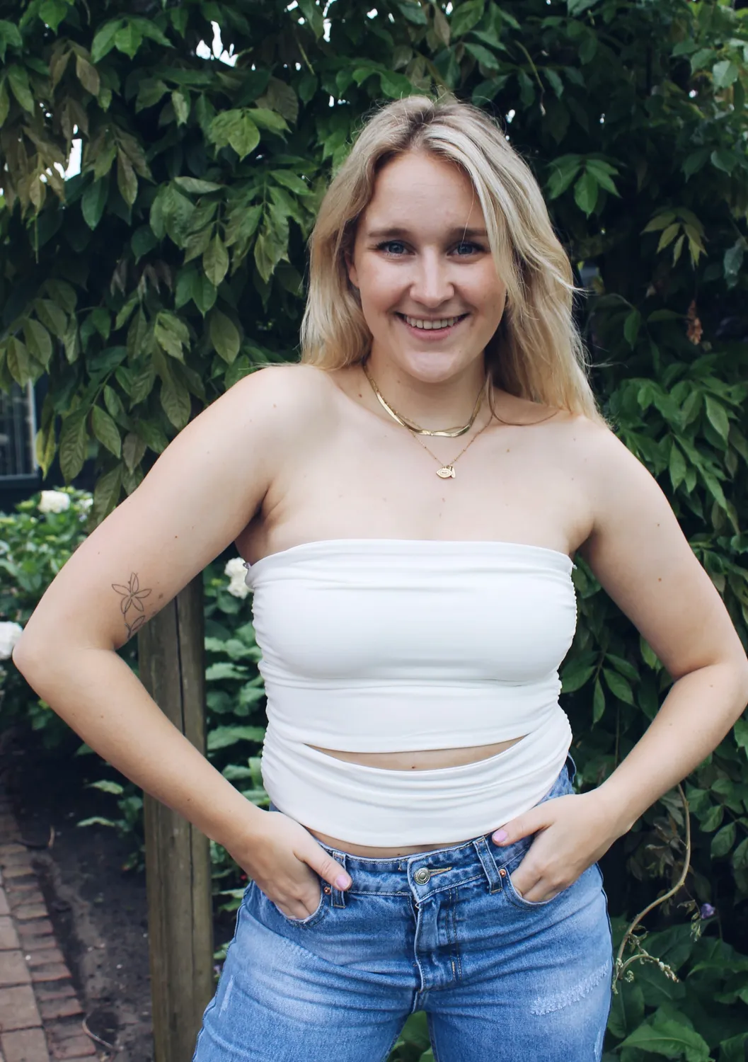 LOVEDRUNKY Cut Out tube top wit dubbele stof