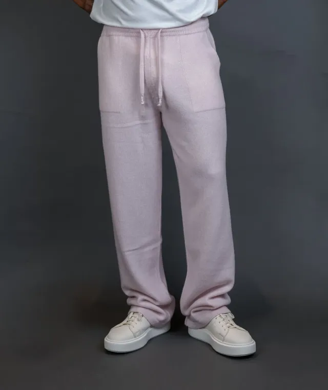 Officine Napoli Tuta joggingbroek roze wol cashmere