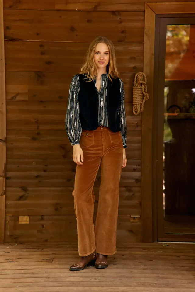 La Petite Etoile Peyton broek camel flare corduroy