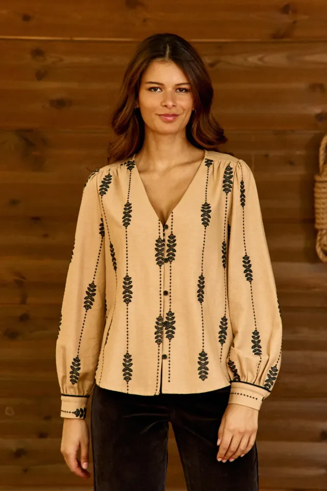 La Petite Etoile Blaika blouse bruin borduursel