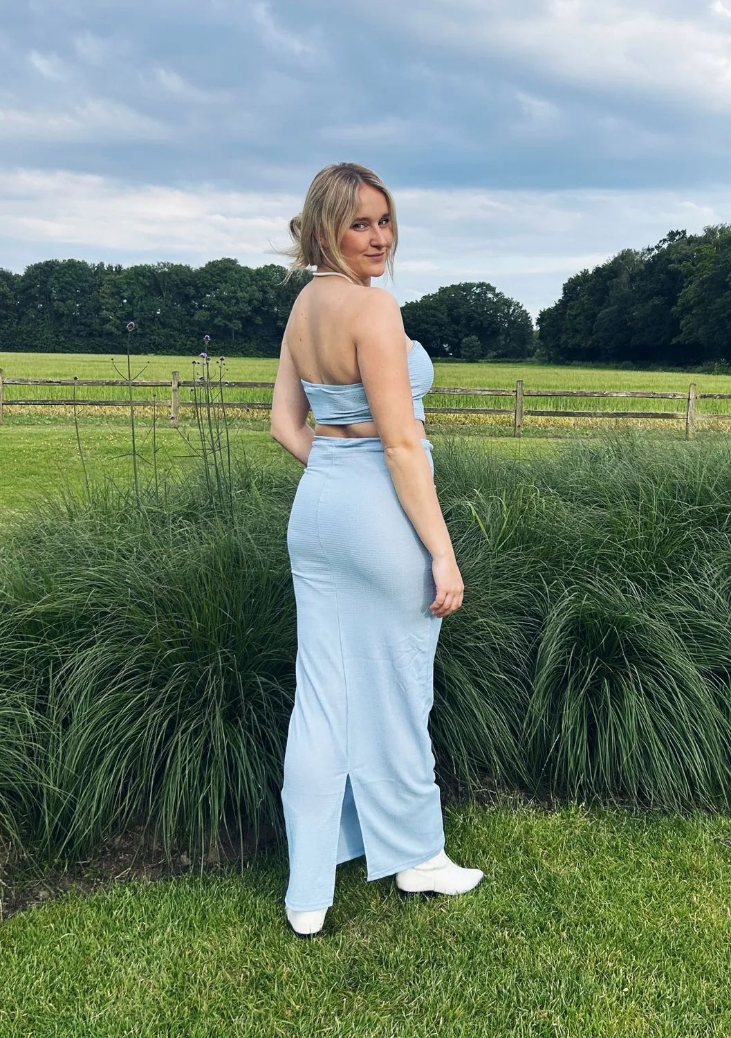 LOVEDRUNKY Bandeau top lichtblauw elastiek