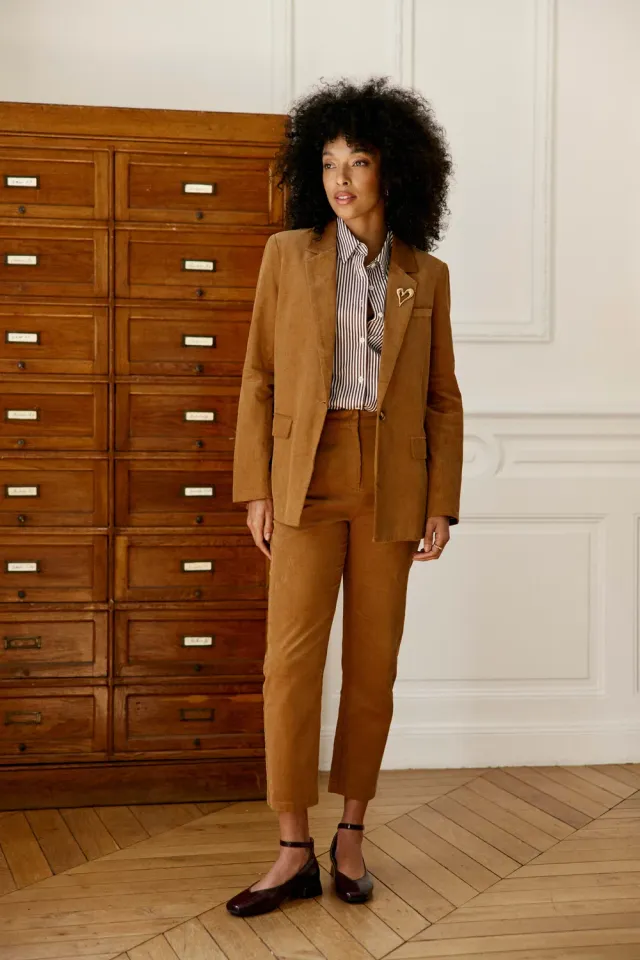 La Petite Etoile Parfaito broek beige ribfluweel
