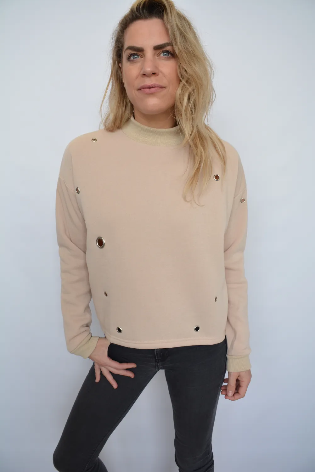 LOVEDRUNKY Soft sweater beige fleece wijd