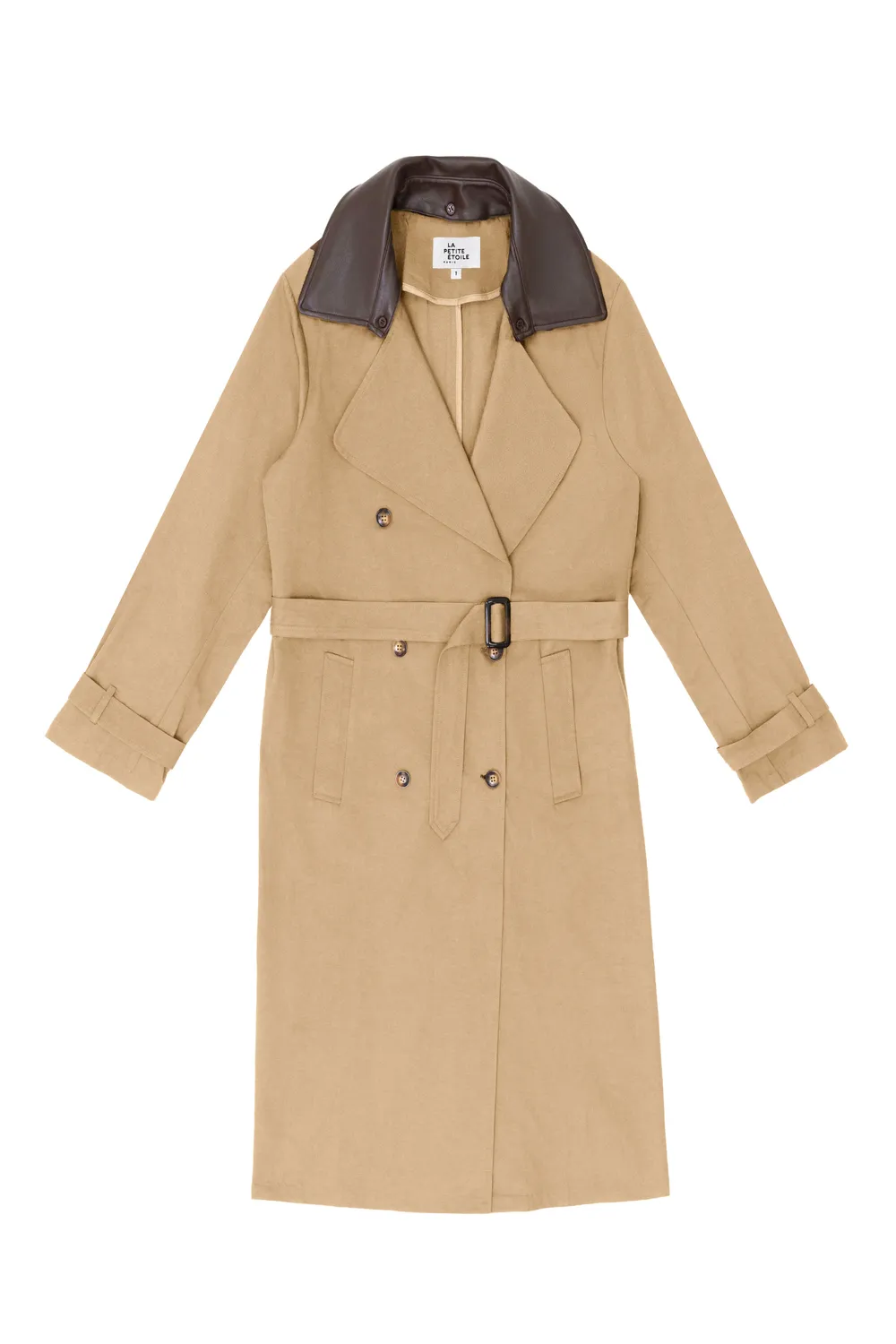 La Petite Etoile Faragi trenchcoat camel midi ceintuur
