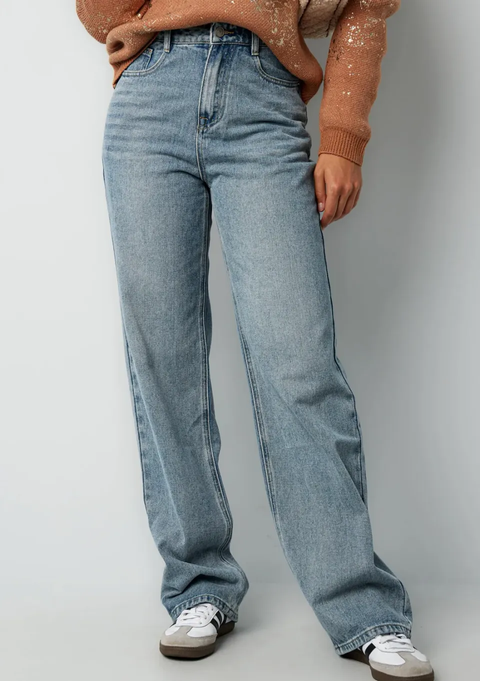 LOVEDRUNKY Wide Leg jeans lichtblauw high waist