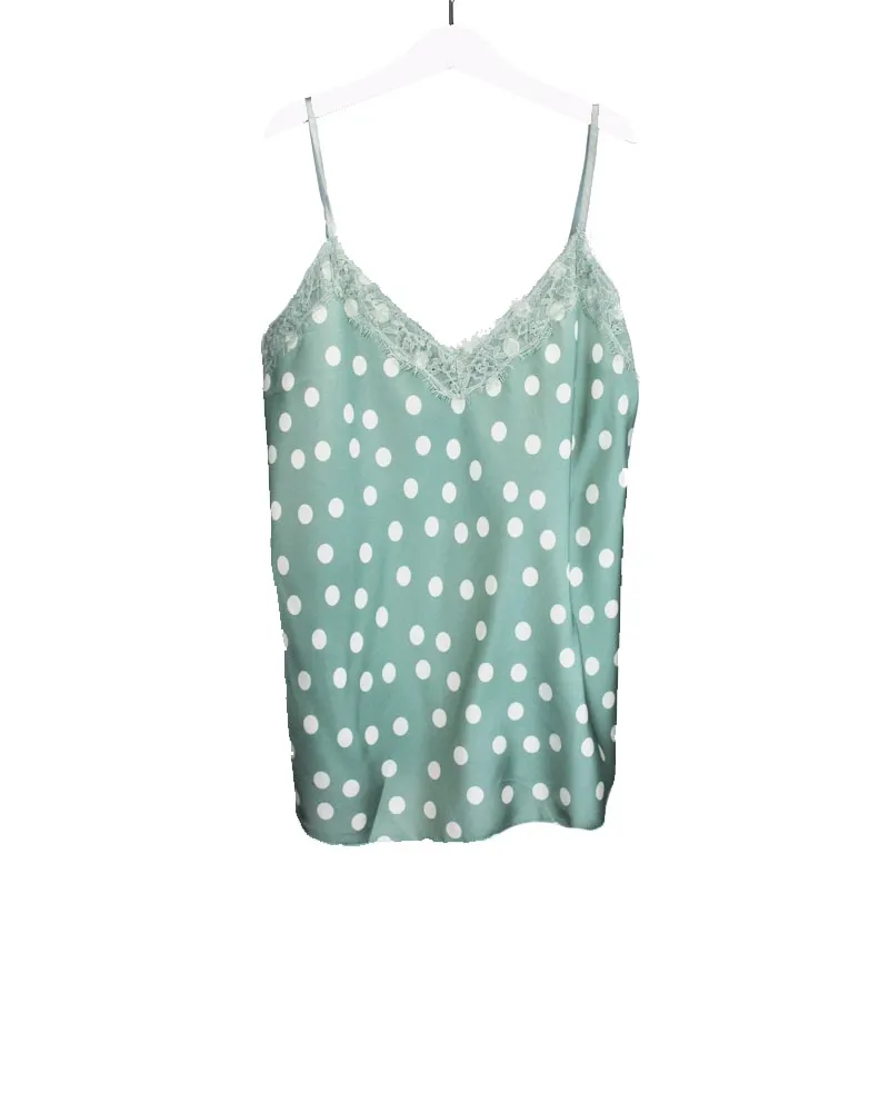 LOVEDRUNKY Dots top mint met kant one size