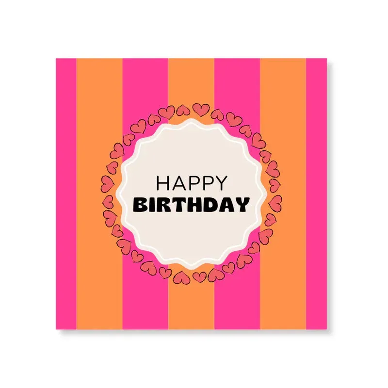 Amiek Happy Birthday servetten oranje-roze 20 stuks