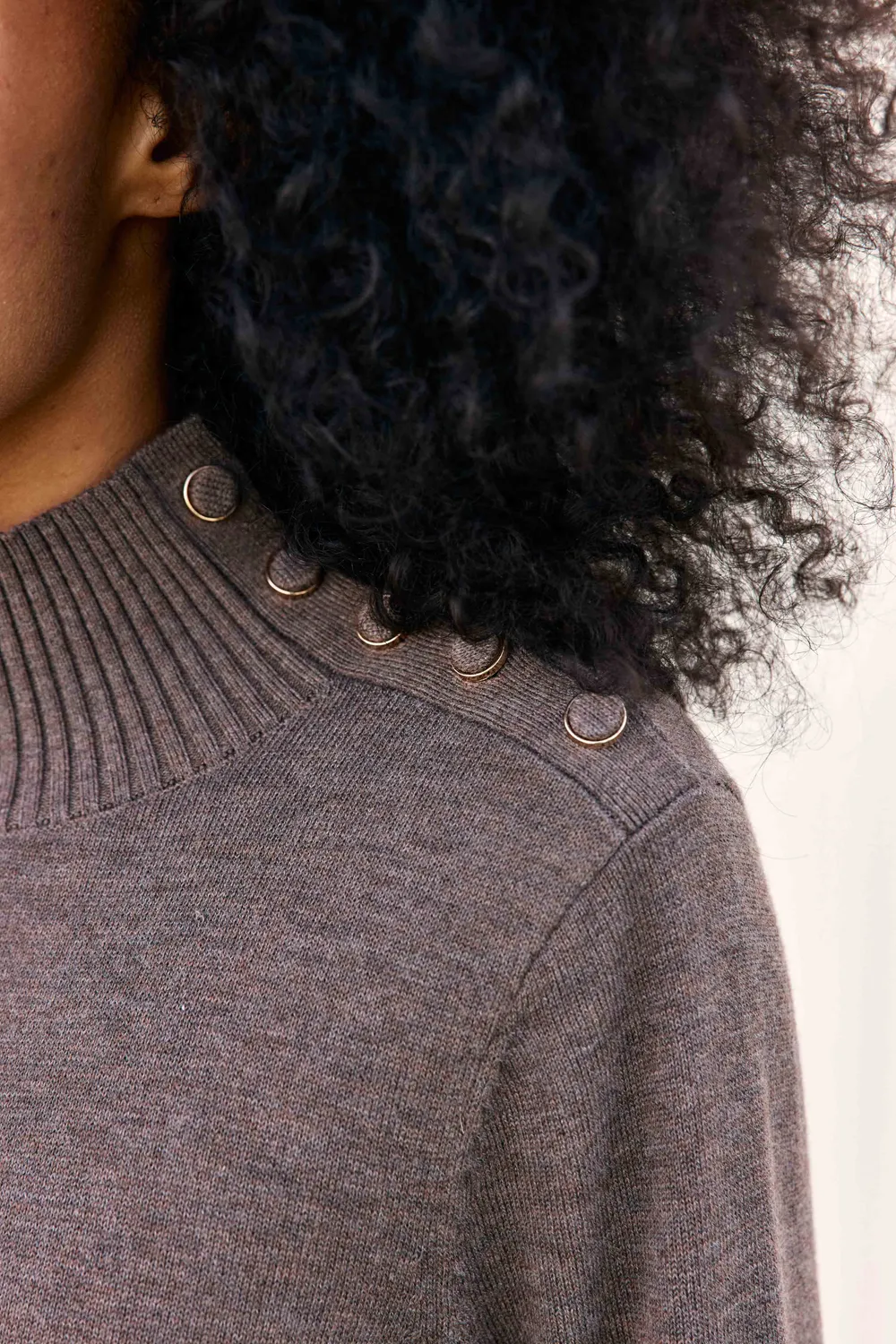 La Petite Etoile Marcia tricot jurk taupe col