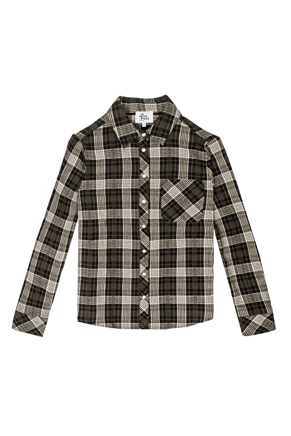 La Petite Etoile Clau blouse zwart ecru ruit