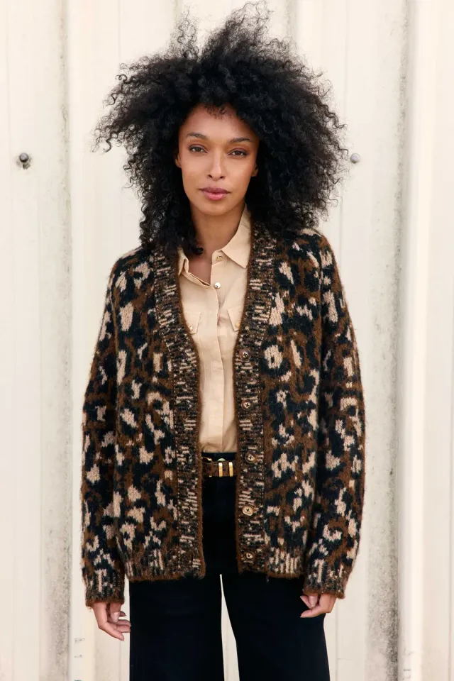 La Petite Etoile Maeve vest luipaard bruin