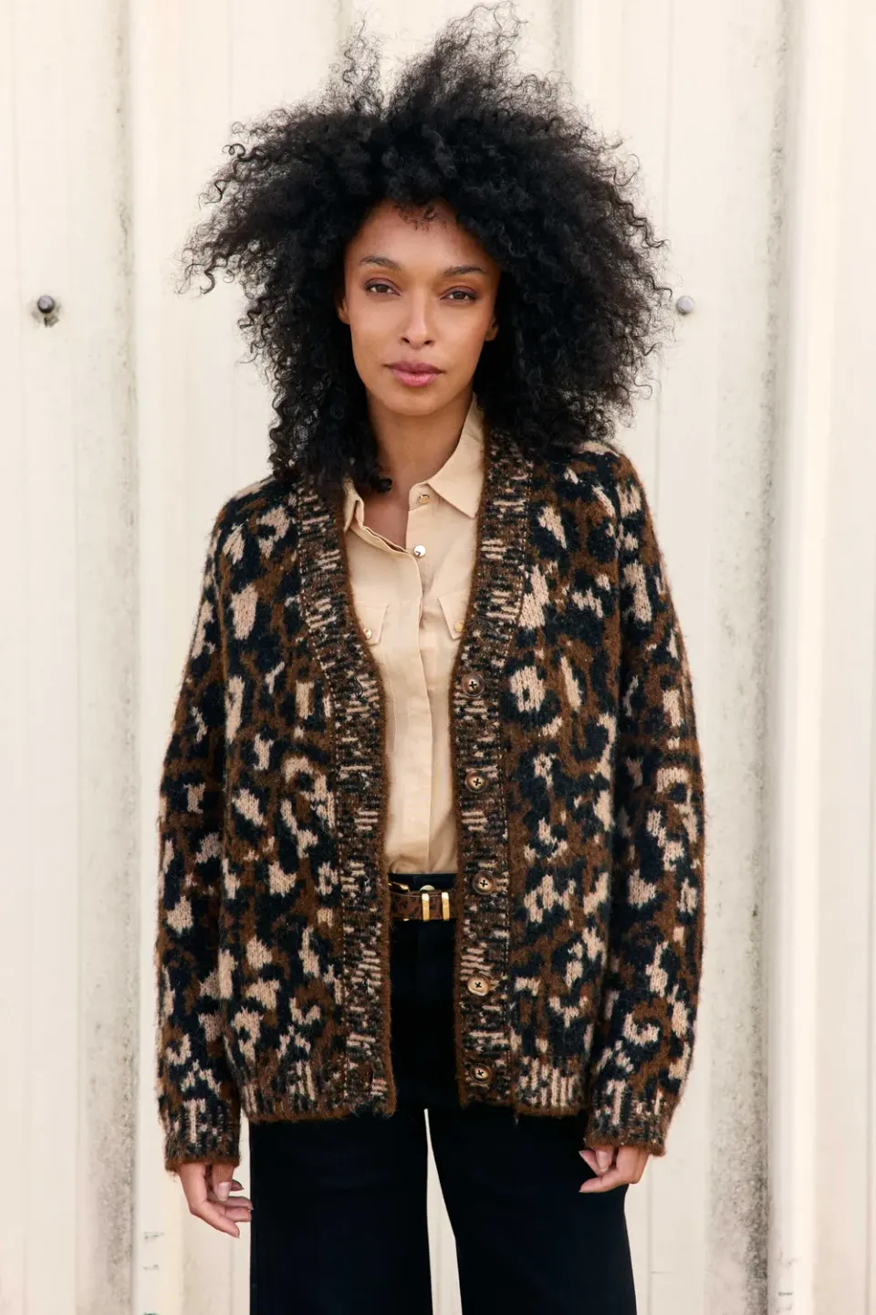 La Petite Etoile Maeve vest luipaard bruin
