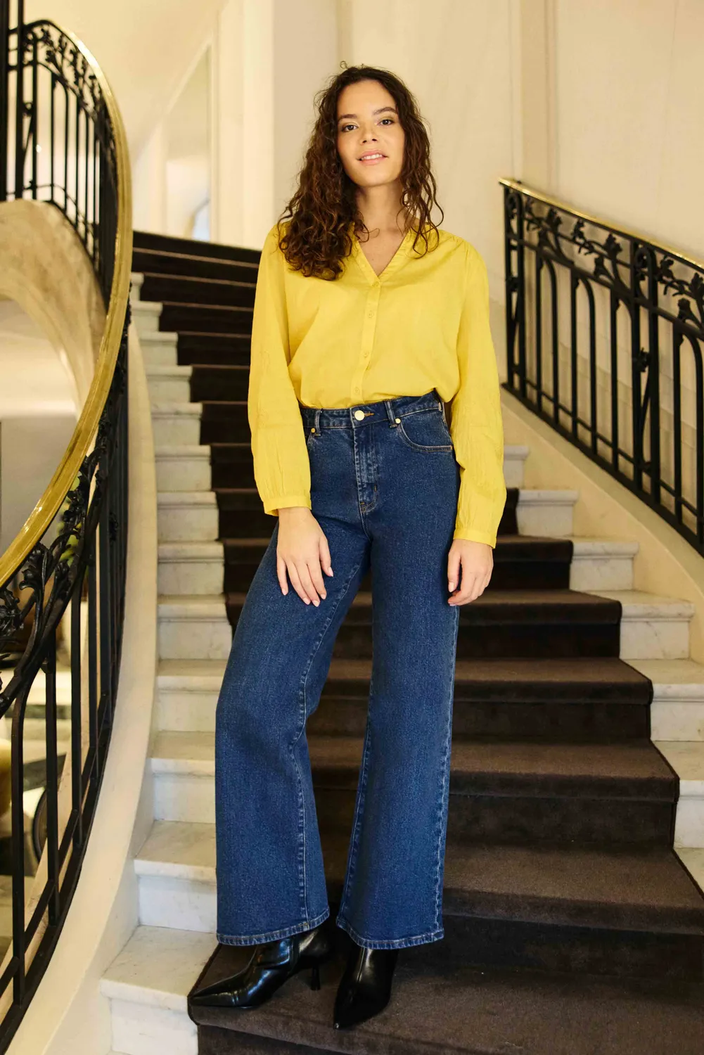 La Petite Etoile Zephyr rechte jeans 94-wash blauw high waist