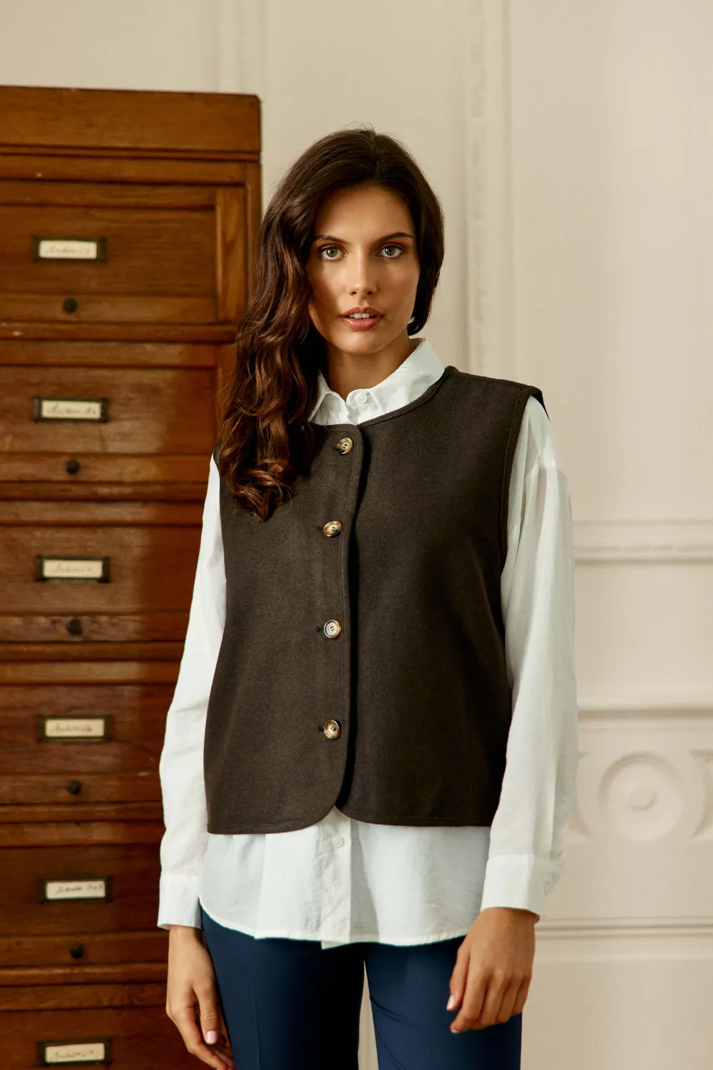 La Petite Etoile Vinko gilet bruin omkeerbaar