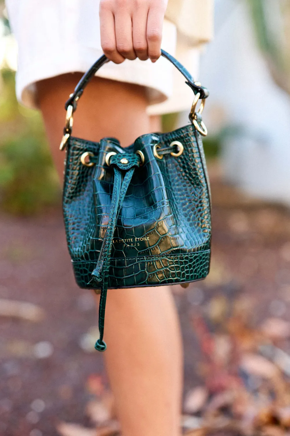 La Petite Etoile Aimmy handtas groen croco bucket
