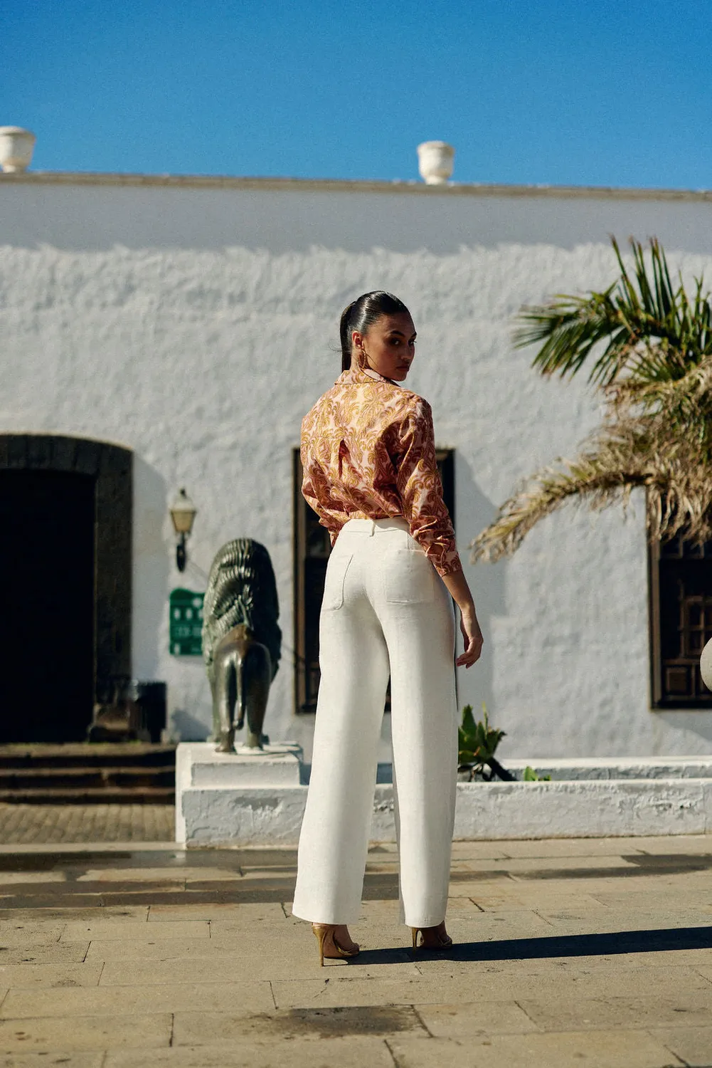 La Petite Etoile Atlanty wijde broek linnen ecru