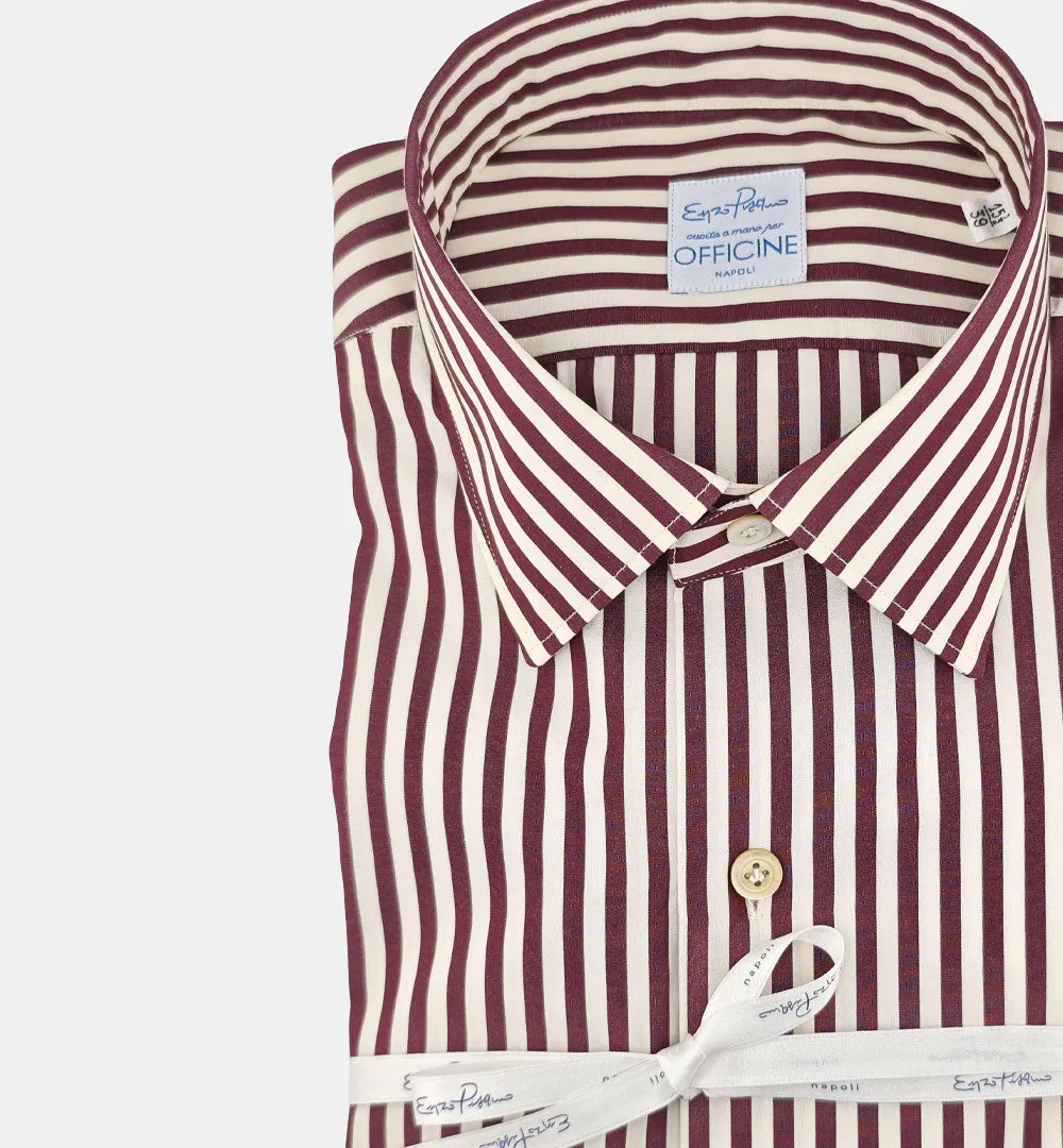 Officine Napoli Pisano 127 overhemd wit bordeaux katoen