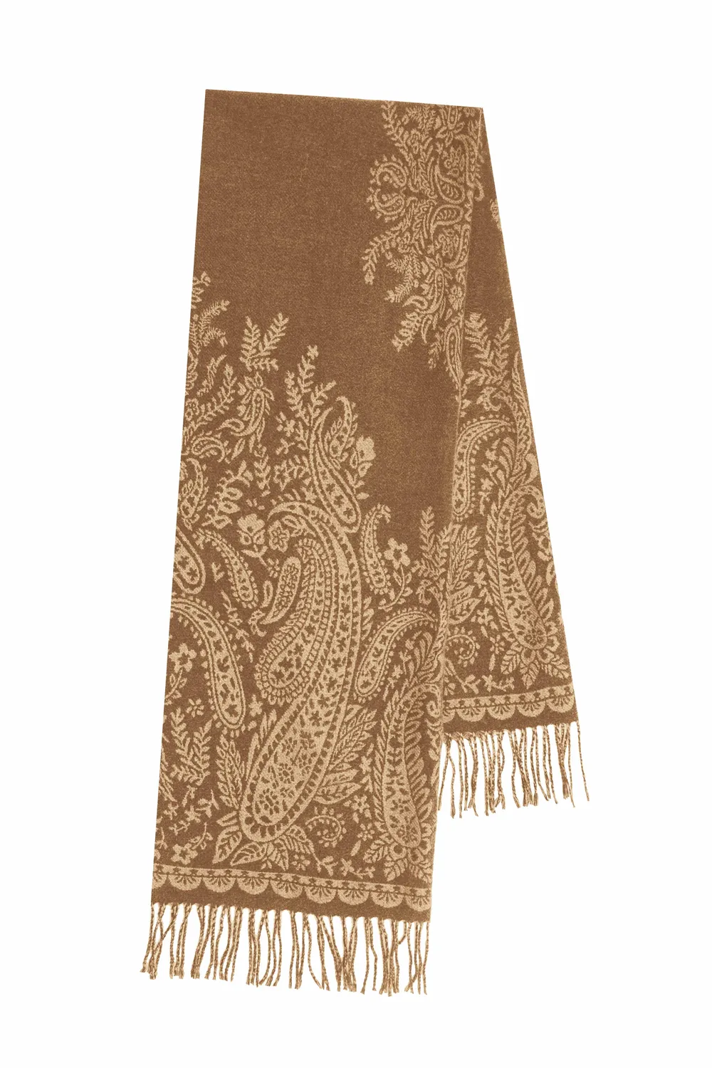 La Petite Etoile Ayla sjaal taupe paisley franjes