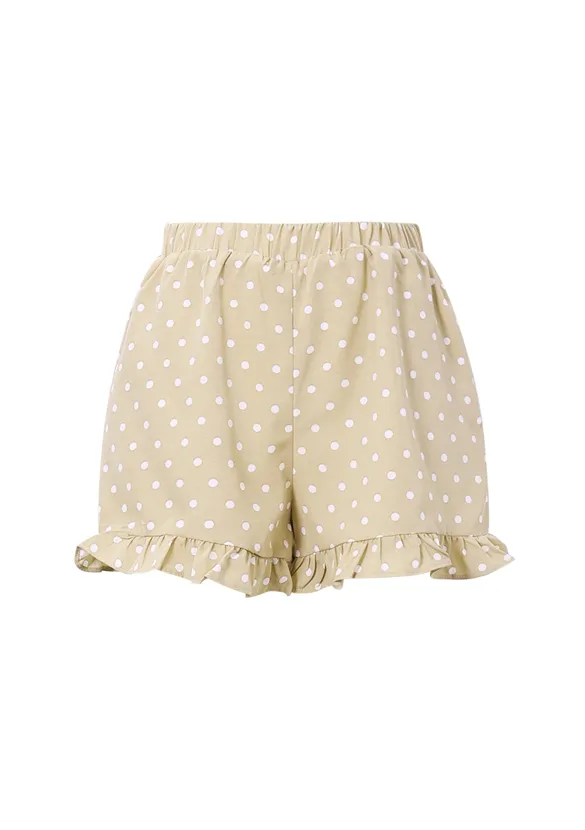 LOVEDRUNKY Short Polkadot short beige stippen ruffle