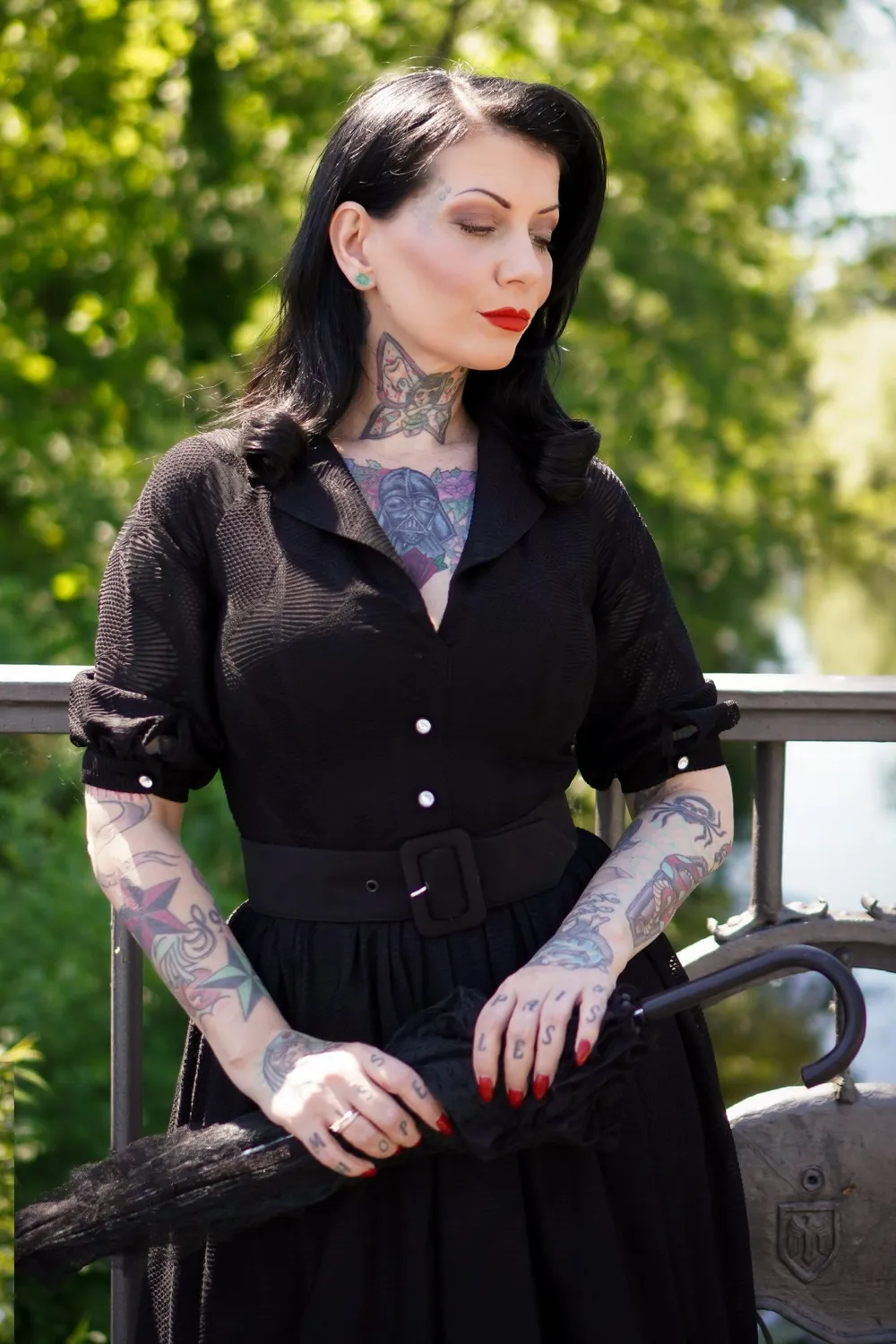 Tatyana Lily Vintage shirtjurk zwart kant