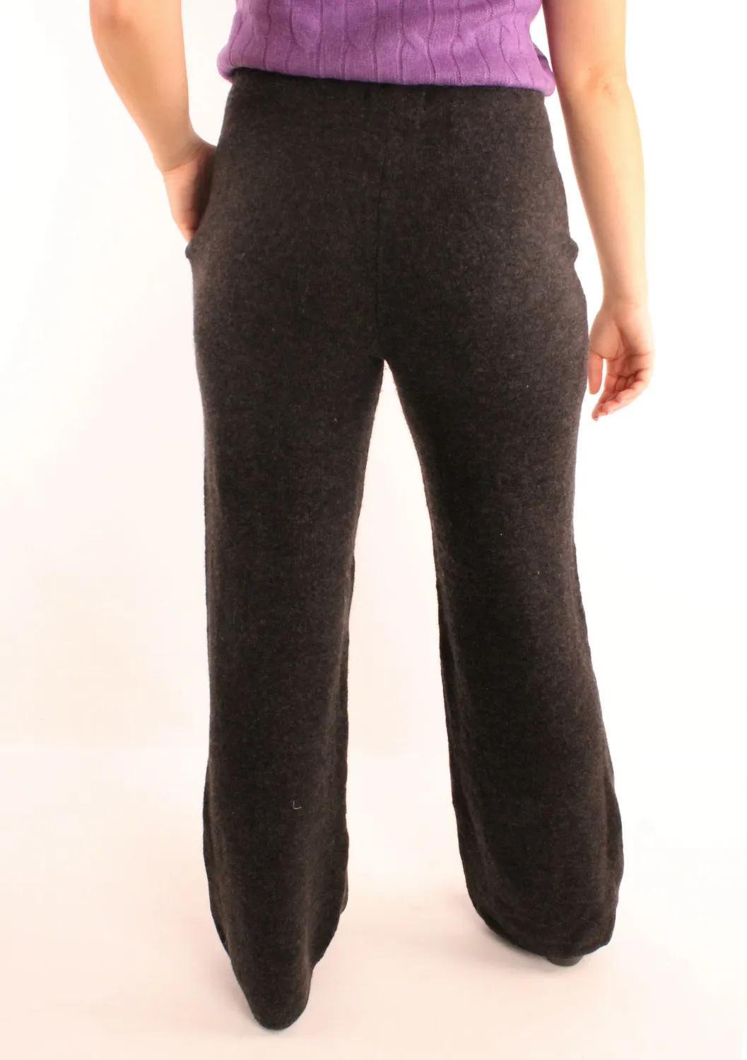 LOVEDRUNKY Gebreid Antraciet broek wide leg