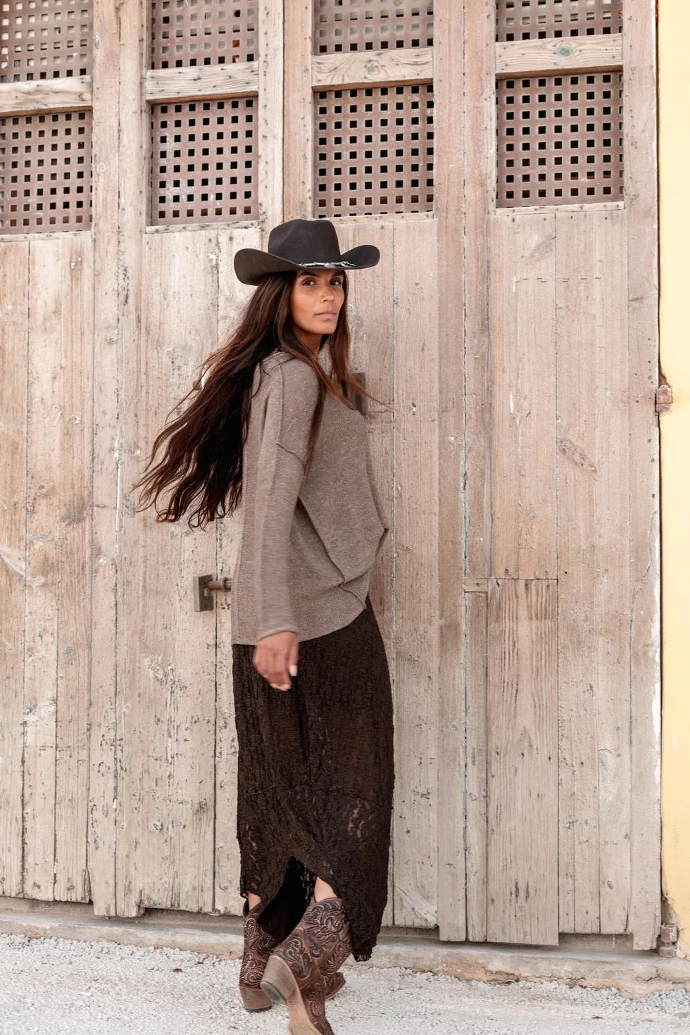 Moost Luna Lace Skirt rok donkerbruin kanten