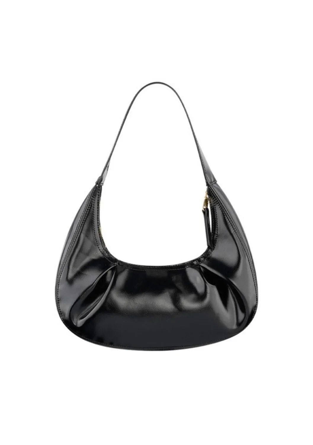 LOVEDRUNKY Tas Pleats schoudertas zwart lak