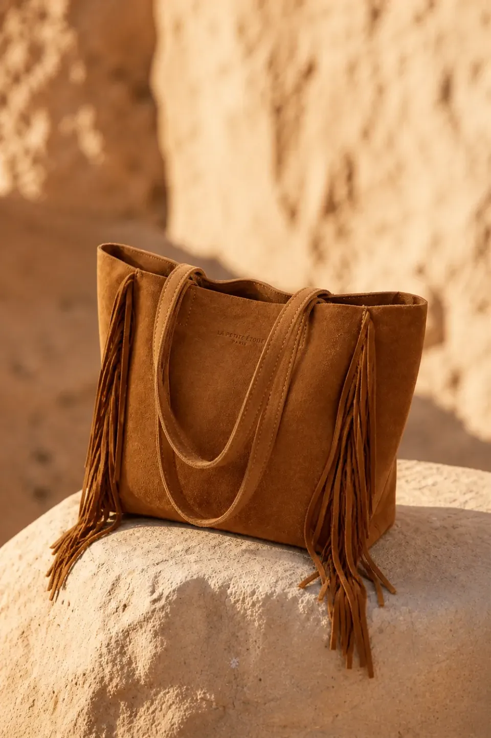 La Petite Etoile Aldo shopper camel suède franjes