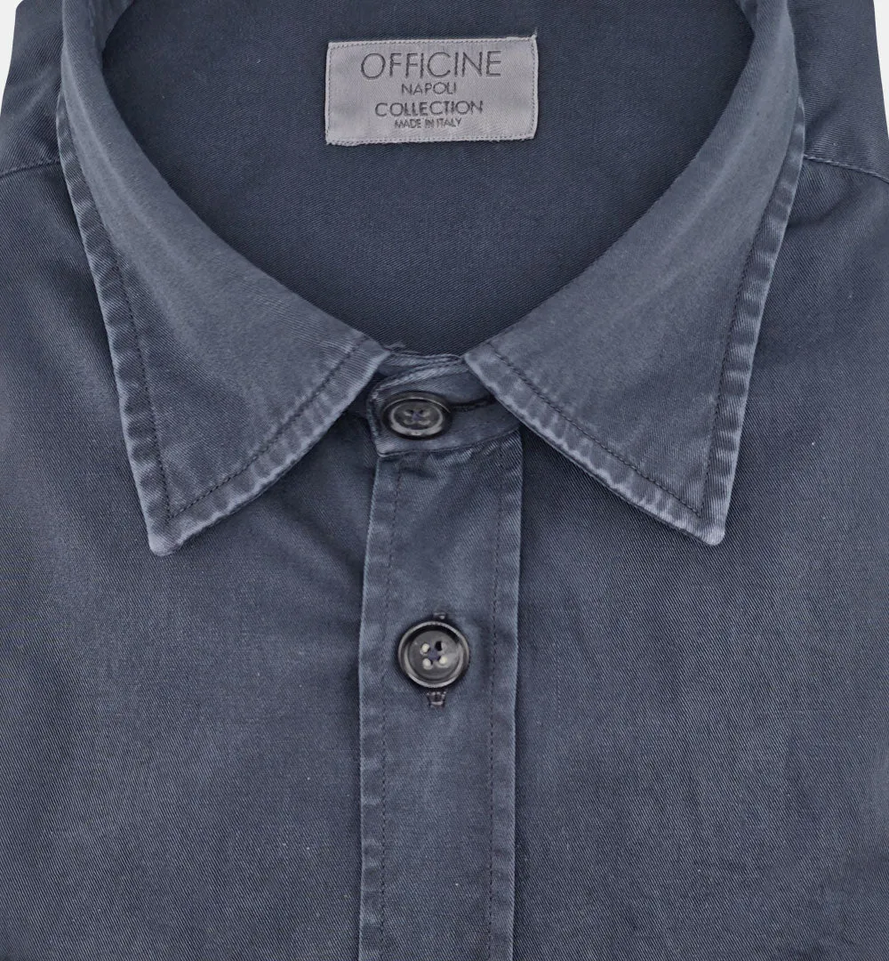 Officine Napoli Oder 1379 Over overhemd blauw katoen