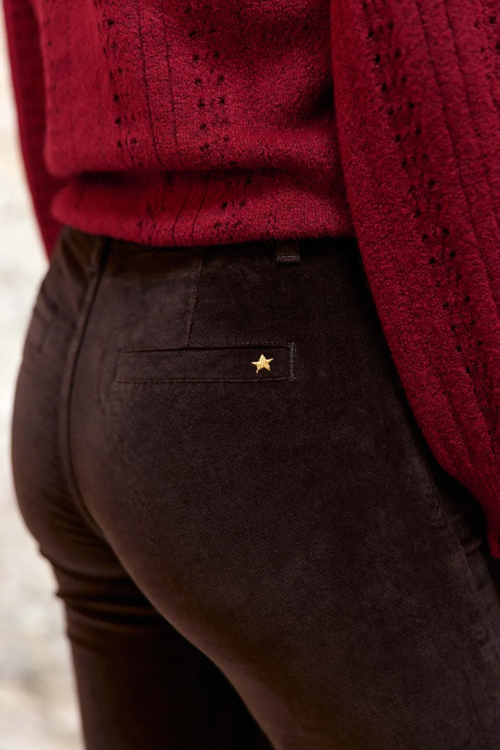 La Petite Etoile Sonny flared broek bruin velours