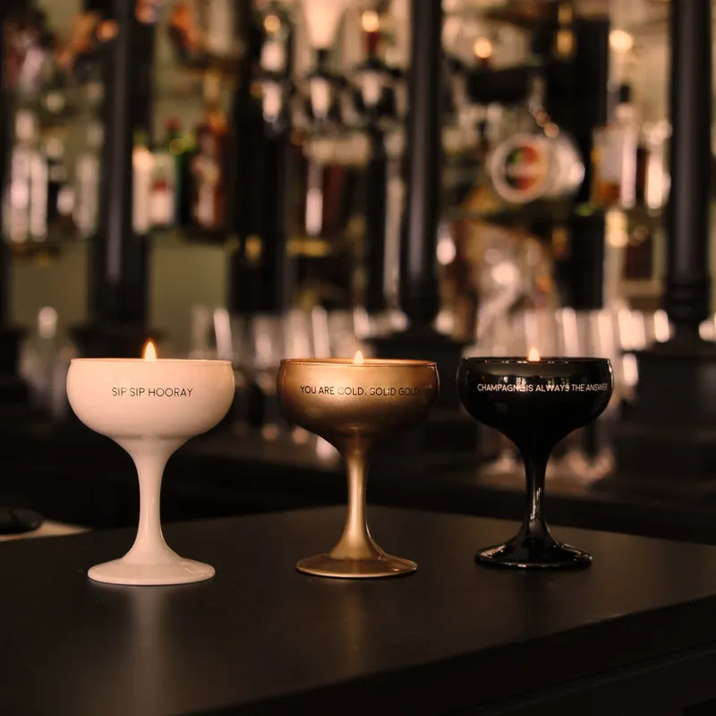 Amiek Champagneglas Kaars Warm Cashmere zwart 30 uur