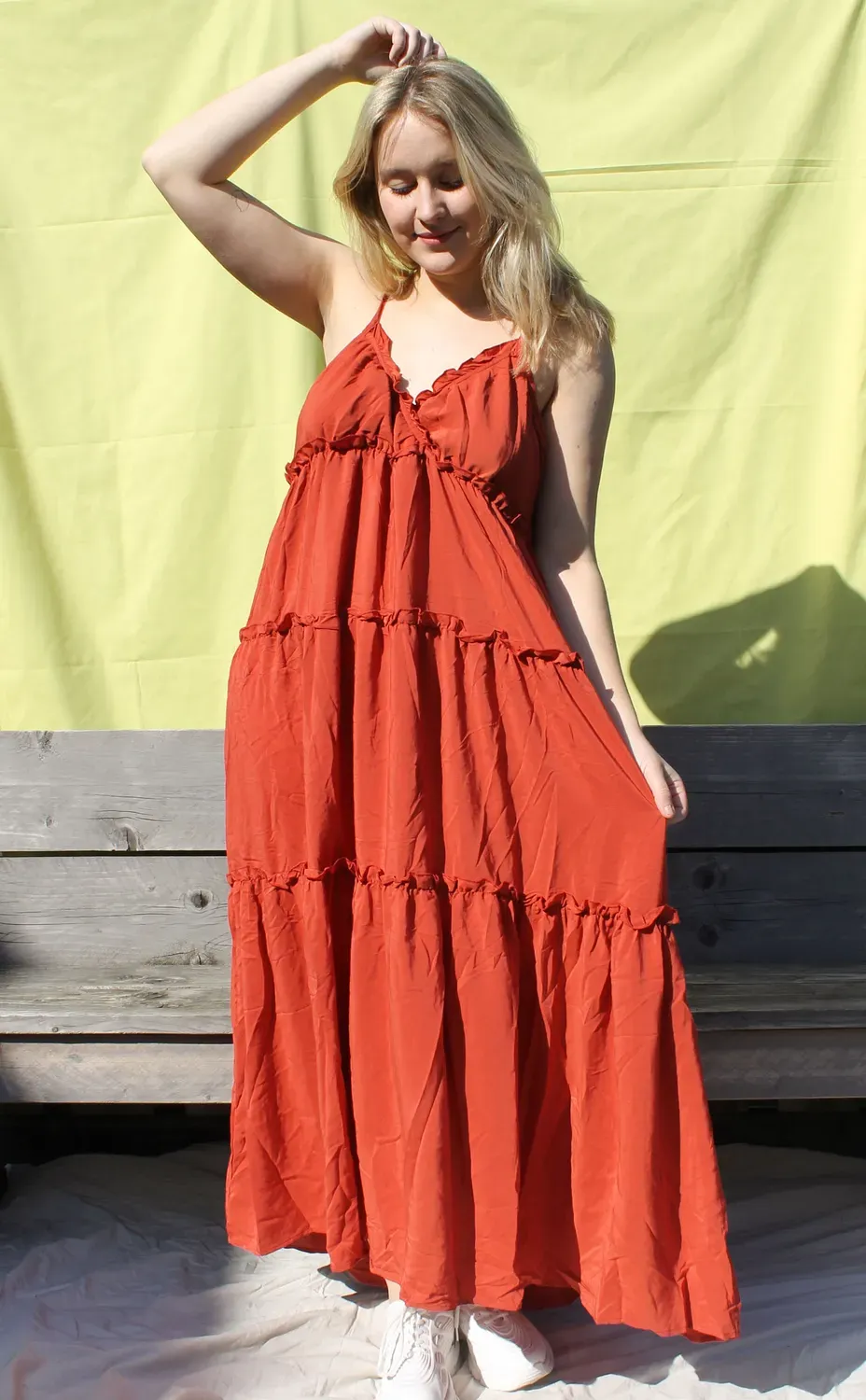 LOVEDRUNKY Zomer Maxi Jurk Rood met V-hals