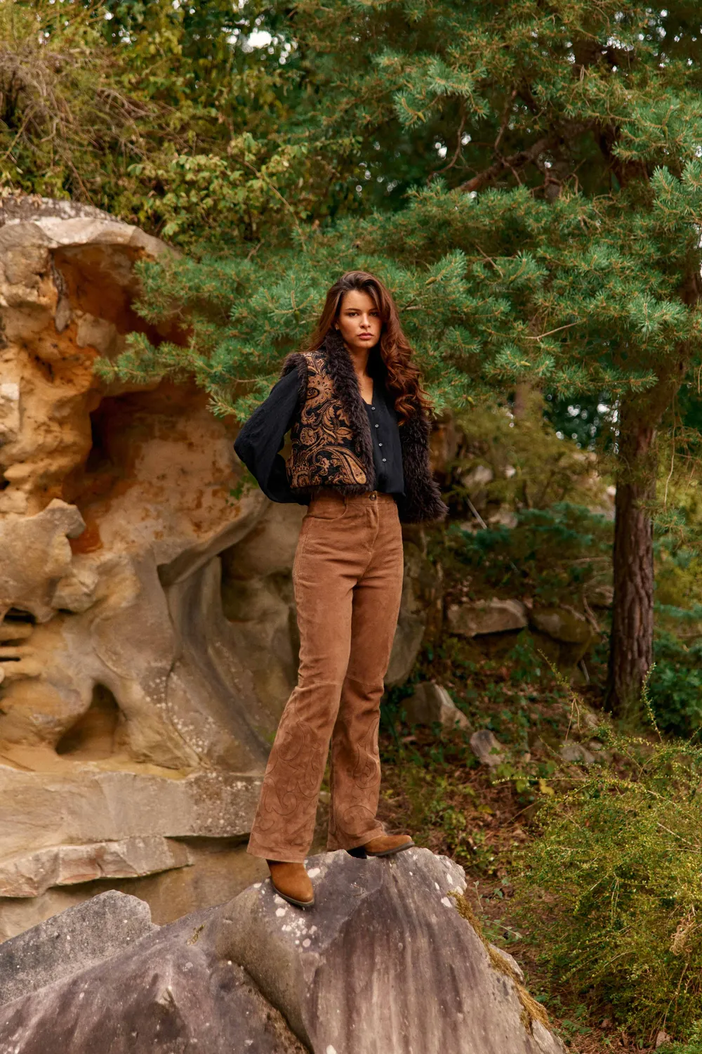 La Petite Etoile Farey broek camel leer flare