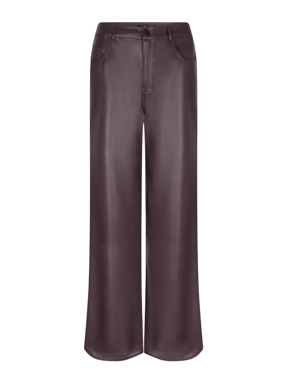 Amiek Teagan pants aubergine faux leather wide leg