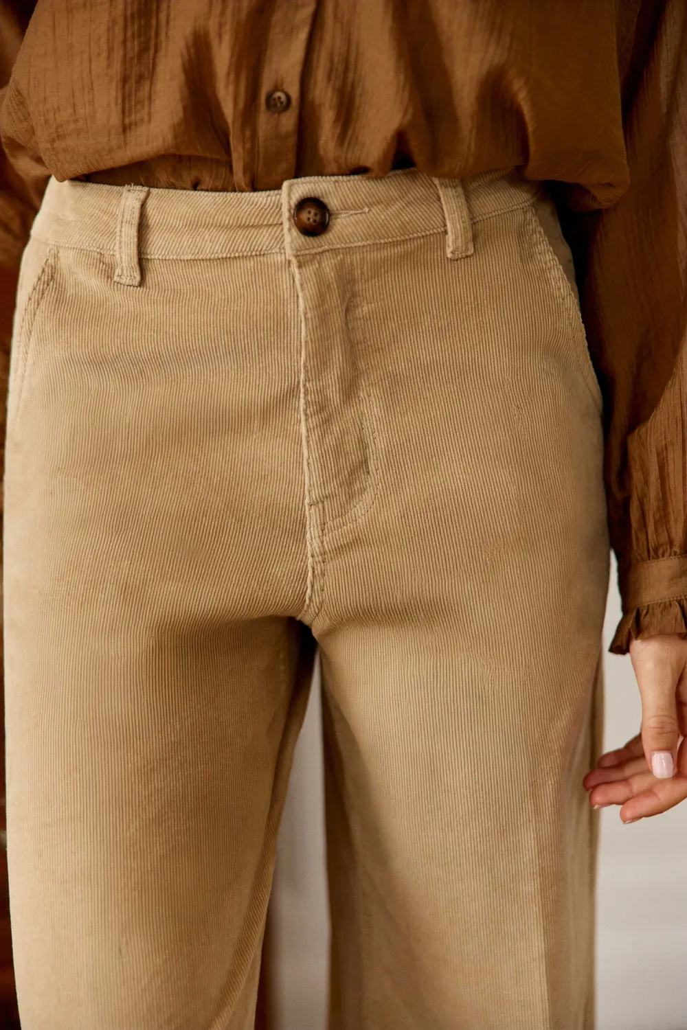 La Petite Etoile Petrona broek wijd beige corduroy