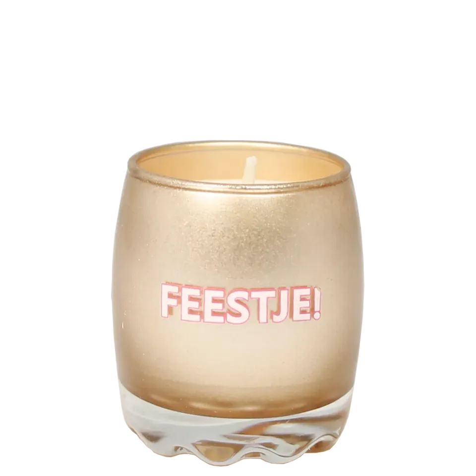 Amiek Feestje! geurkaars Silky Tonka lichtroze sojawas
