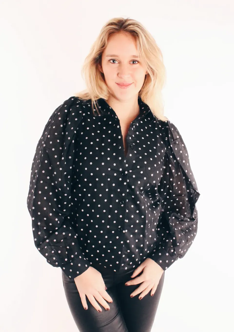 LOVEDRUNKY Blouse Stippen blouse zwart gevoerd