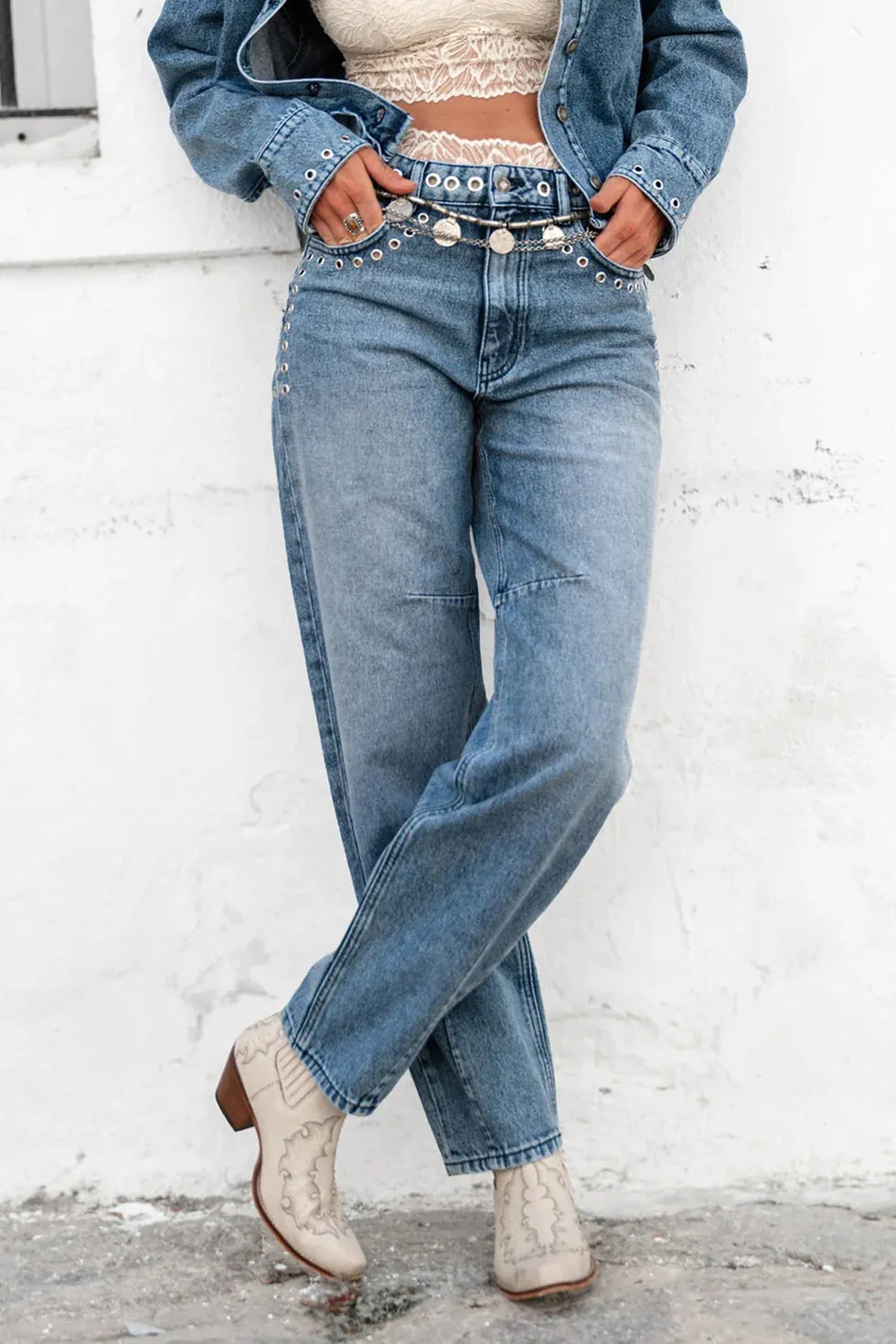 Amiek Janice jeans mid blue dames