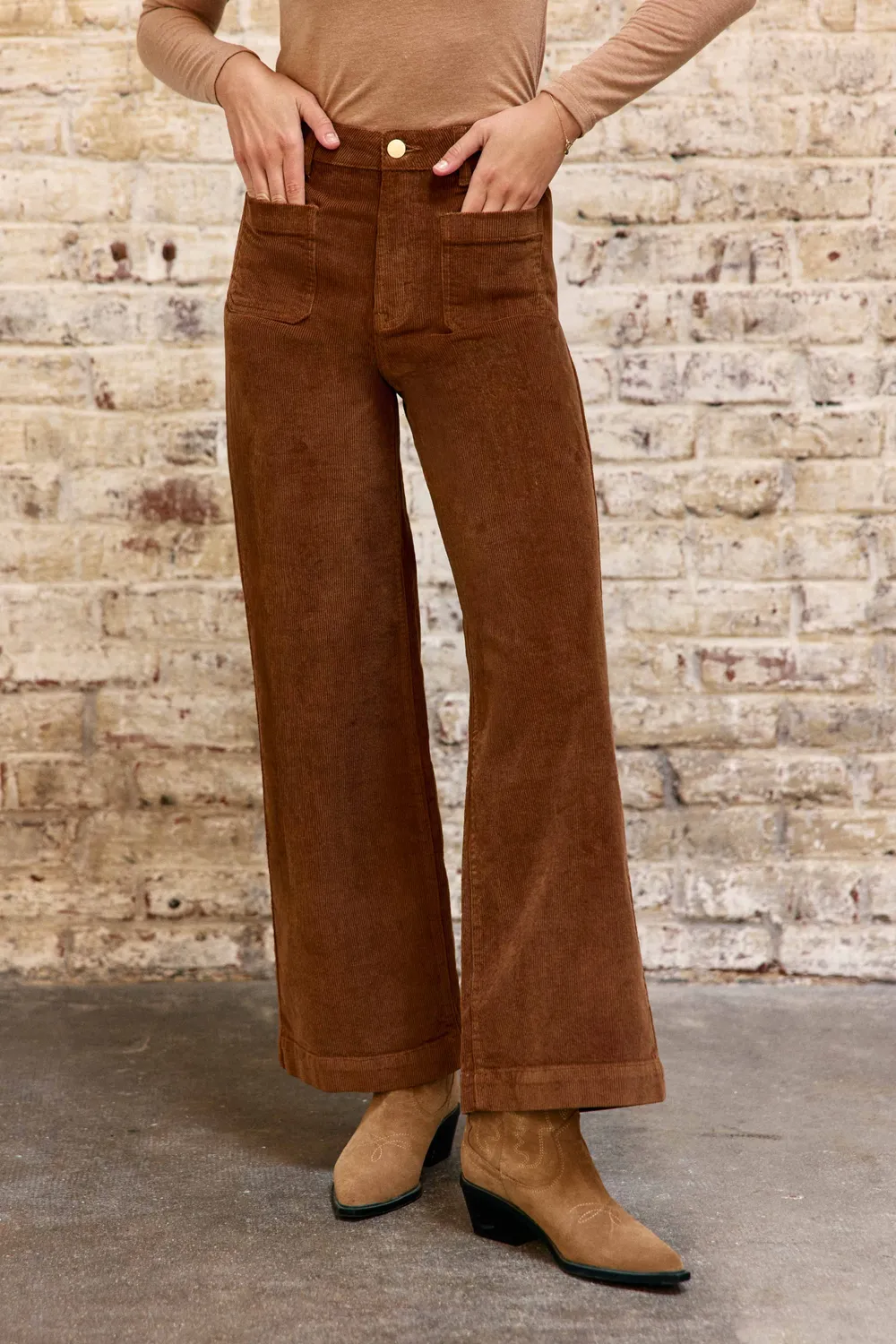 La Petite Etoile Atlanty broek camel wijd ribfluweel