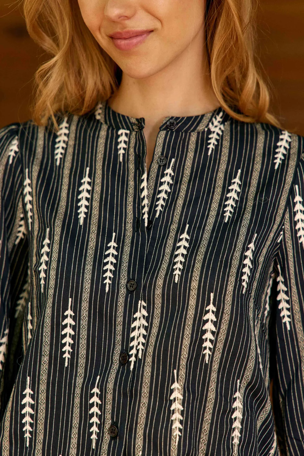 La Petite Etoile Bloya blouse marine-ecru strepen